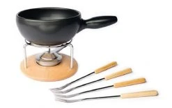 Stöckli Käsefondue-Set Säntis 6 Teile, Hellbraun/Schwarz - Fondue Set