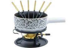 Kadastar Käsefondue-Set Floral 9 Teile, Schwarz - Fondue Set