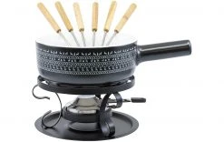 Kadastar Käsefondue-Set Nordic Deer 9 Teile, Schwarz - Fondue Set