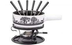 Kadastar Käsefondue-Set Bergchilbi E22 9 Teile, Schwarz/Weiss - Fondue Set