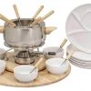 Kadastar Fleischfondue-Set Claudia 28 Teile, Braun/Edelstahl/Weiss - Fondue Set